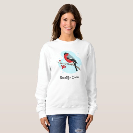 Schöner Winter Bullfinch Sweatshirt (Vorne ganz)