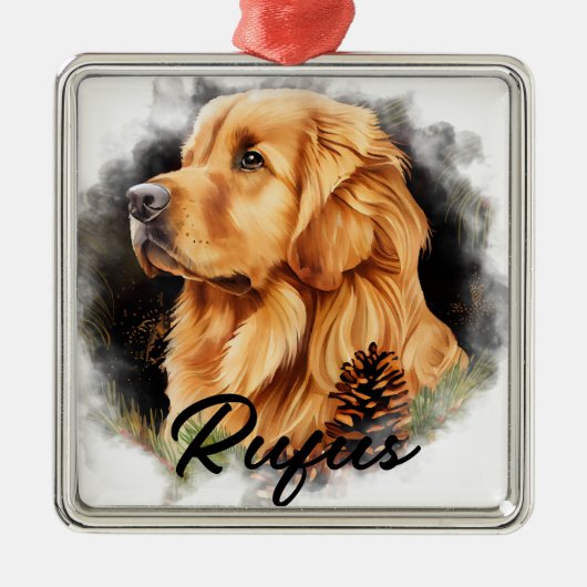 SCHÖNER WINTER GOLDEN RETRIEVENT HUND ORNAMENT AUS METALL (Vorne)