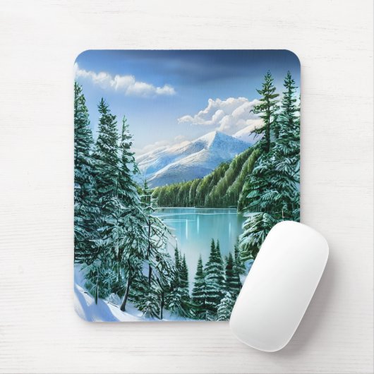 Schöner Winter Sky Mountain Lake Mousepad (Mit Mouse)