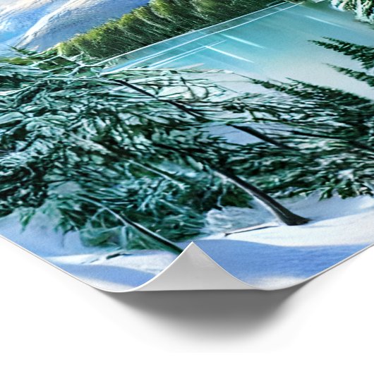 Schöner Winter Sky Mountain Lake Poster (Ecke)