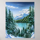 Schöner Winter Sky Mountain Lake Poster (Vorne)