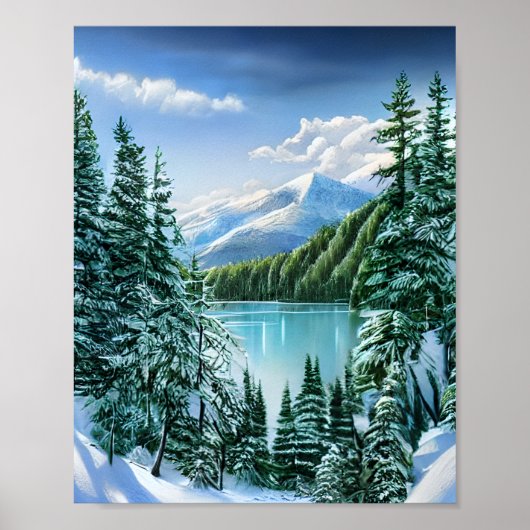 Schöner Winter Sky Mountain Lake Poster (Vorne)