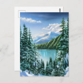 Schöner Winter Sky Mountain Lake Postkarte (Vorne/Hinten)