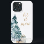 Schöner Winter Snowy Weihnachtsbaum Case-Mate iPhone Hülle<br><div class="desc">Schöne Winter Snowy Weihnachtsbaum iPhone 13 Pro Max Case oder Cover.  Weiche Farben verblassten Blau und Gold.</div>