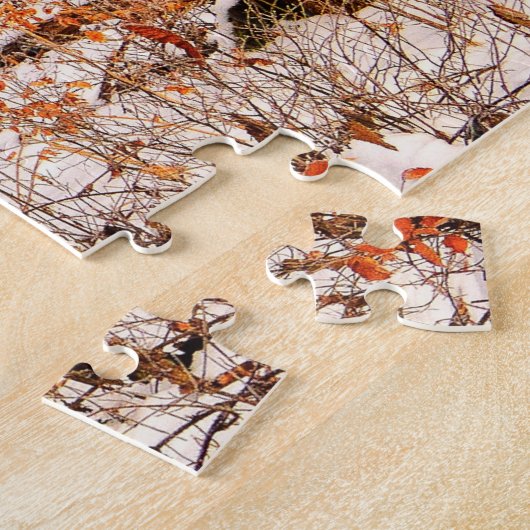 Schöner Winter-Wald mit Schnee Puzzle (Seite)