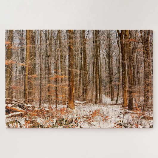 Schöner Winter-Wald mit Schnee Puzzle (Horizontal)