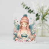 Schöner Winterengel inmitten der Natur im Norden Postkarte (Stehend Vorderseite)