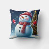 "Schöner Wintergarten: Weihnachtsbaumen & Snowmen  Kissen (Rückseite)