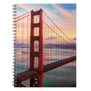 Schöner Wintersonnenuntergang bei Golden gate Notizblock