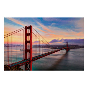 Schöner Wintersonnenuntergang bei Golden gate Poster