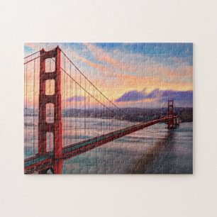 Schöner Wintersonnenuntergang bei Golden gate Puzzle