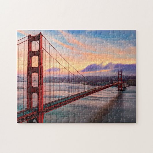 Schöner Wintersonnenuntergang bei Golden gate Puzzle (Horizontal)