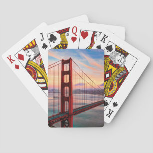Schöner Wintersonnenuntergang bei Golden gate Spielkarten