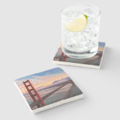 Schöner Wintersonnenuntergang bei Golden gate Steinuntersetzer (Seitenansicht)