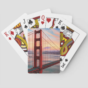 Schöner Winteruntergang an der Golden Gate Bridge Spielkarten