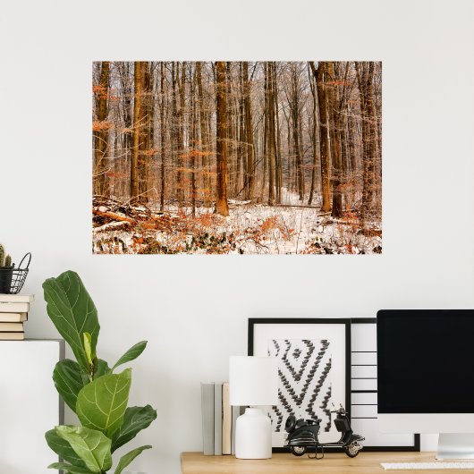 Schöner Winterwald mit Schnee Poster (Heimbüro)