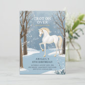 Schöner Winterwald Snowy White Horday Einladung (Stehend Vorderseite)