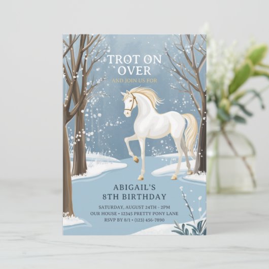 Schöner Winterwald Snowy White Horday Einladung (Stehend Vorderseite)