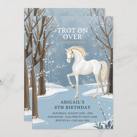 Schöner Winterwald Snowy White Horday Einladung (Vorne/Hinten)