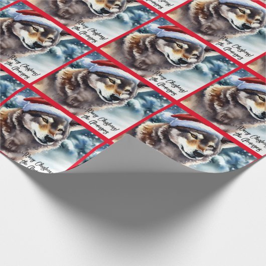 Schöner Wolf im Schnee Geschenkpapier (Ecke)