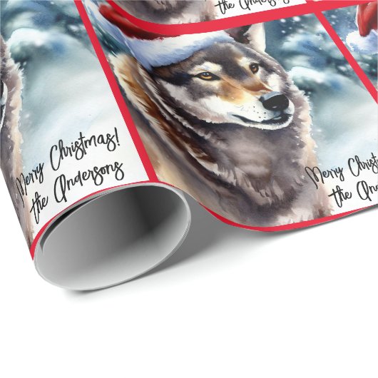 Schöner Wolf im Schnee Geschenkpapier (Rolleneckpunkt)
