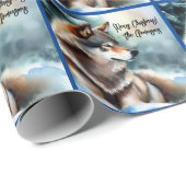 Schöner Wolf im Schnee Geschenkpapier (Rolleneckpunkt)