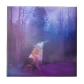 Schöner Wolf im Schnee Kunst Tile Fliese (Vorderseite)