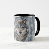 Schöner Wolf im Schnee Wildlife Tasse (VorderseiteRechts)