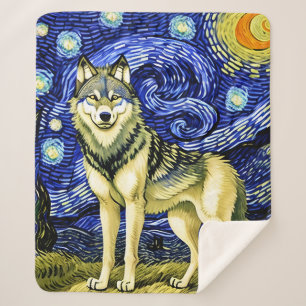 Schöner Wolf in der Sternennacht Sherpadecke