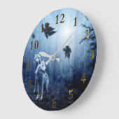 Schöner Wolf Spirit Animal Forest Große Wanduhr (Winkel)