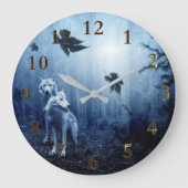 Schöner Wolf Spirit Animal Forest Große Wanduhr (Vorderseite)