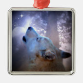 Schöner Wolf und Mond Weihnachtsschmuck (Vorne)