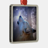 Schöner Wolf- und Mond-Weihnachtsschmuck Ornament Aus Metall (Rechts)