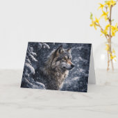 Schöner Wolf Winter-Sonnenwende Yule Karte (Gelbe Blume)