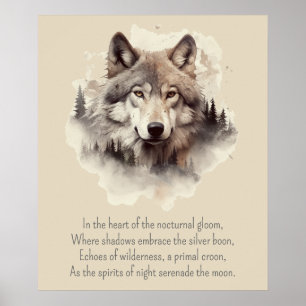 Schöner Wolfskopf und Gedicht II Poster