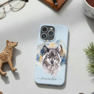 Schöner Wolfskopf Wasserfarben Wald Monogramm Case-Mate iPhone Hülle