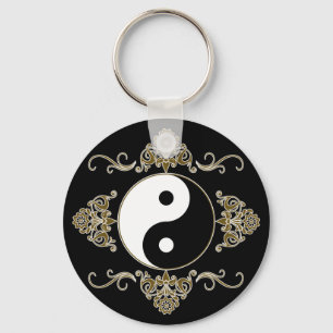 Schöner Yin Yang Entwurf im Schwarzen und im Gold Schlüsselanhänger