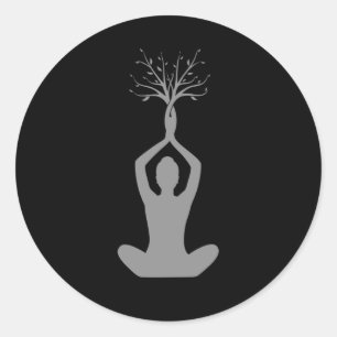Schöner Yoga Natur Buddhismus Spiritueller Baum Runder Aufkleber