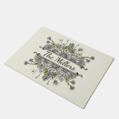 Schöner zeichn von Schwarz-Weiß-Blume Fußmatte (Schrägansicht)