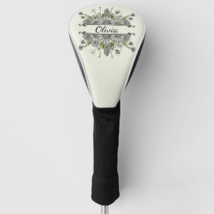 Schöner zeichn von Schwarz-Weiß-Blume Golf Headcover