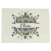 Schöner zeichn von Schwarz-Weiß-Blume Große Geschenktüte (Rückseite)