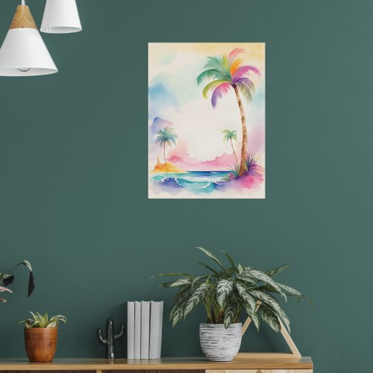 Schöner zeichn von tropischen Bäumen Poster (Wohnzimmer 1)