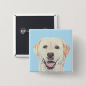 Schöner Zeichnend Gelbe Labrador Button (Vorne & Hinten)