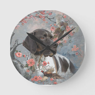 Schöner Zeiger mit Fasan   Runde Wanduhr