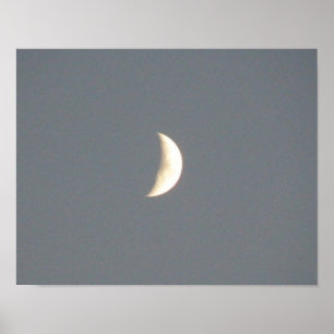 Schöner zunehmender Mond bei Dämmerung Druck Poster