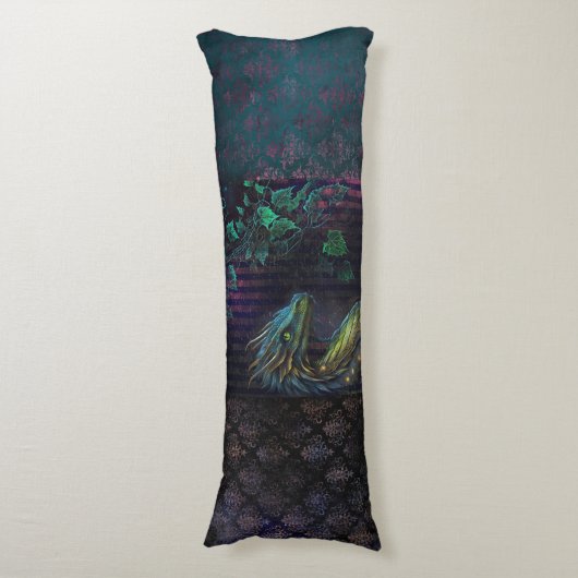 Schöner zweiseitiger Damast und Drachenbrauch Seitenschläferkissen (Vorderseite Vertikal)