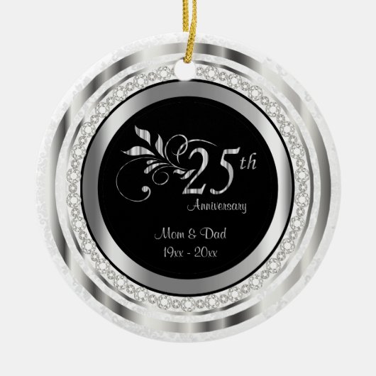 Schönes 25. Hochzeitstag Keramikornament (Vorne)