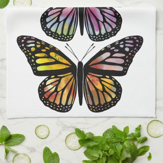 Schönes 3-Butterfly-Farbmuster Geschirrtuch (Gefaltet)