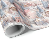 Schönes 3D-Weihnachtsdorf Geschenkpapier (Rolleneckpunkt)