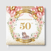 Schönes 50. Geburtstag Gästebuch Pink Heelses Boho (Vorderseite)